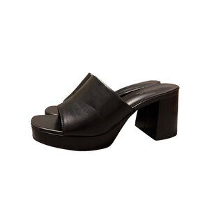 Soda Black Block Heel Slip-On Platform Sandals  Size 9